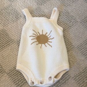 Sunshine Knit Baby Romper - Cream and Brown